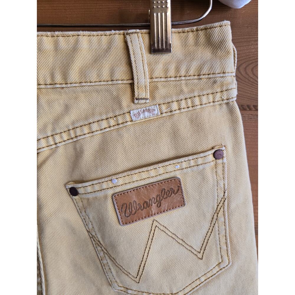 Wrangler Jean Short Billabong Yellow High Waisted Cowgirl Shorts Raw Hem 25 Y2K - Picture 3 of 8